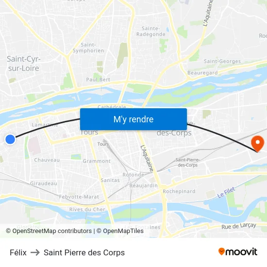 Félix to Saint Pierre des Corps map