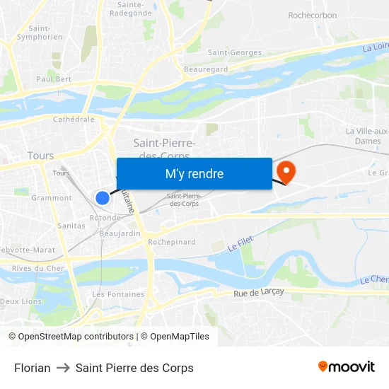 Florian to Saint Pierre des Corps map