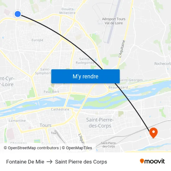 Fontaine De Mie to Saint Pierre des Corps map