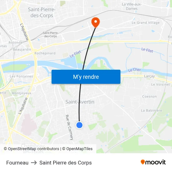 Fourneau to Saint Pierre des Corps map