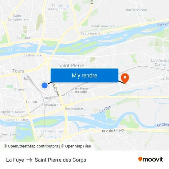 La Fuye to Saint Pierre des Corps map