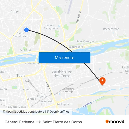 Général Estienne to Saint Pierre des Corps map