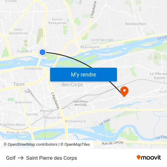 Golf to Saint Pierre des Corps map