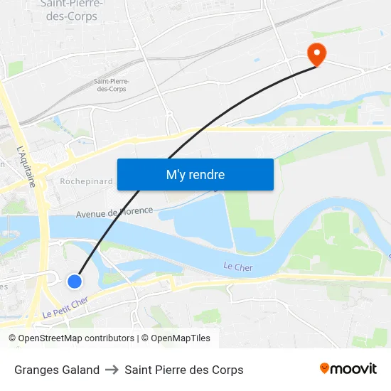 Granges Galand to Saint Pierre des Corps map