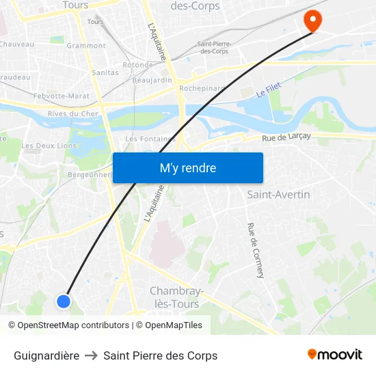Guignardière to Saint Pierre des Corps map