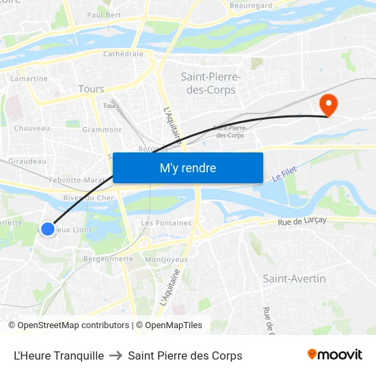 L'Heure Tranquille to Saint Pierre des Corps map