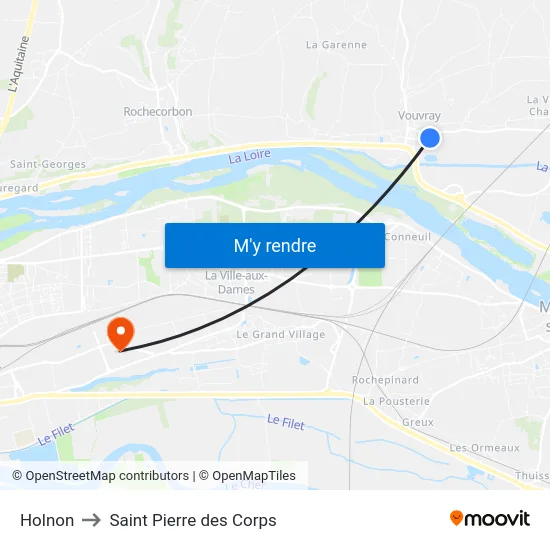 Holnon to Saint Pierre des Corps map