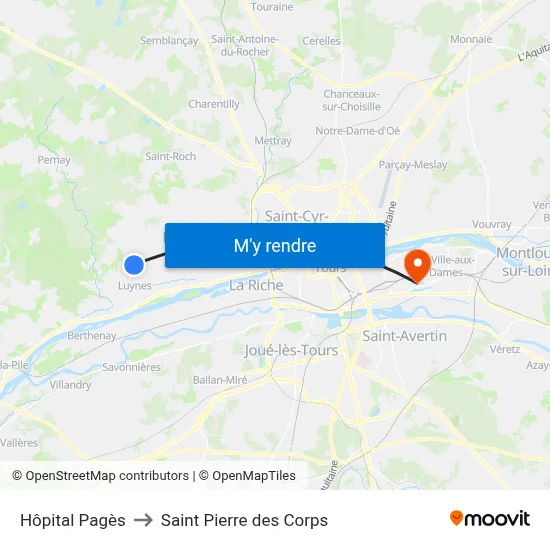 Hôpital Pagès to Saint Pierre des Corps map