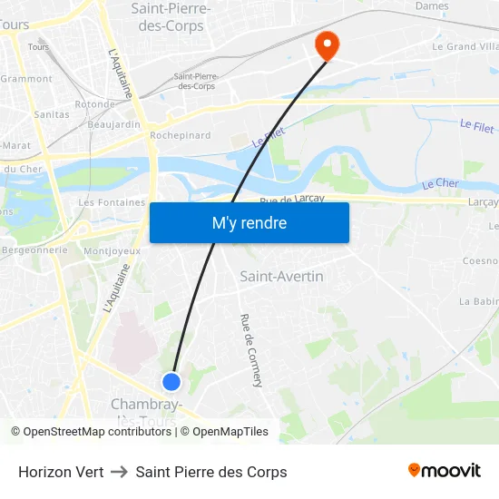 Horizon Vert to Saint Pierre des Corps map
