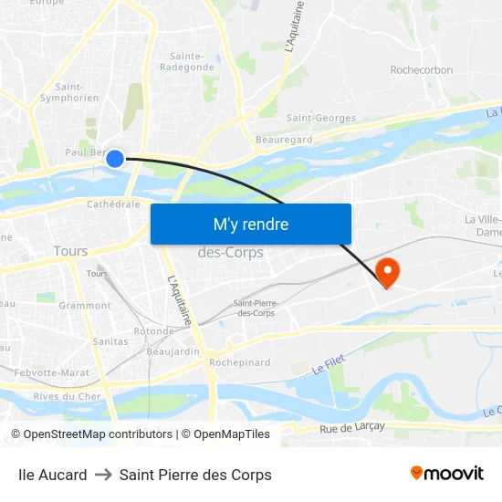 Ile Aucard to Saint Pierre des Corps map