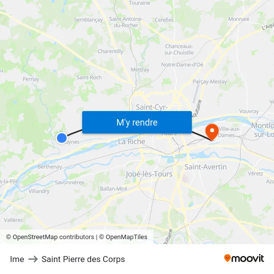 Ime to Saint Pierre des Corps map