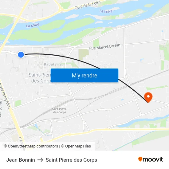 Jean Bonnin to Saint Pierre des Corps map