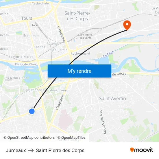 Jumeaux to Saint Pierre des Corps map