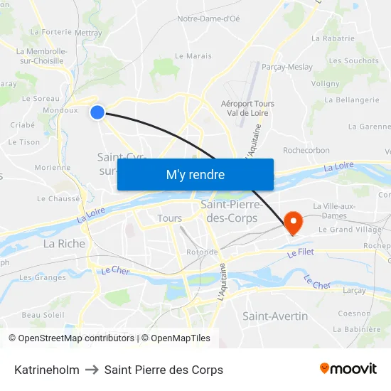Katrineholm to Saint Pierre des Corps map
