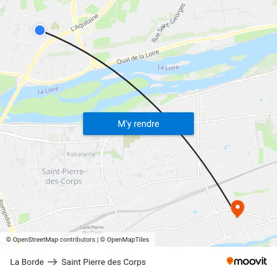 La Borde to Saint Pierre des Corps map