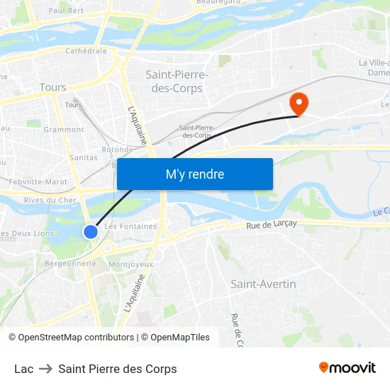 Lac to Saint Pierre des Corps map