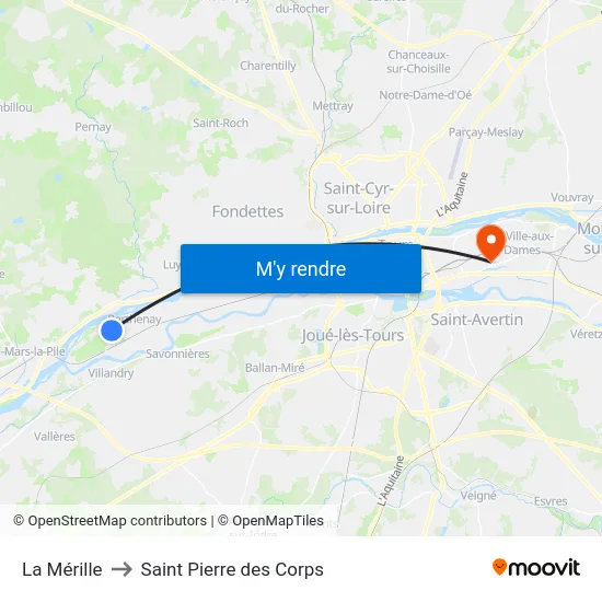 La Mérille to Saint Pierre des Corps map