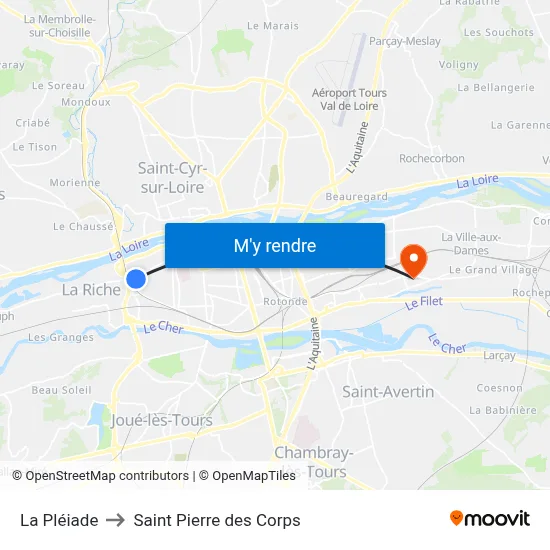 La Pléiade to Saint Pierre des Corps map