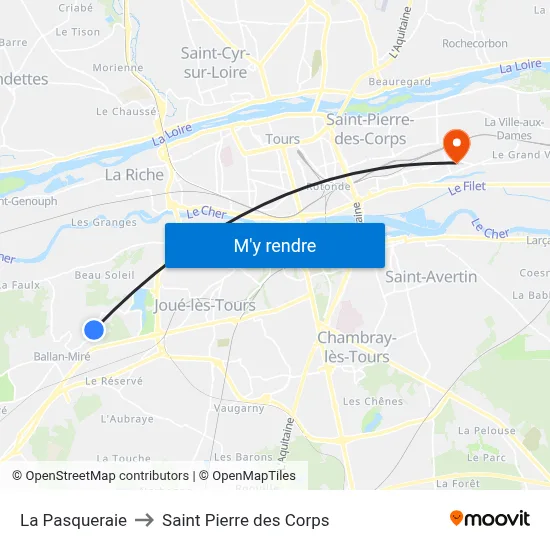 La Pasqueraie to Saint Pierre des Corps map