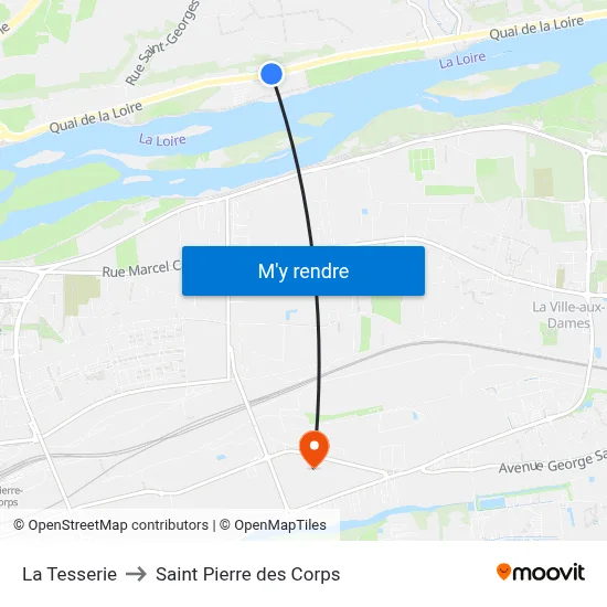 La Tesserie to Saint Pierre des Corps map
