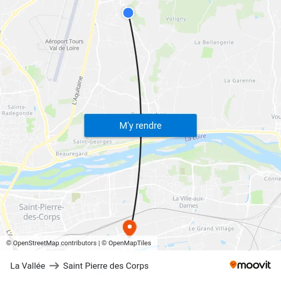 La Vallée to Saint Pierre des Corps map