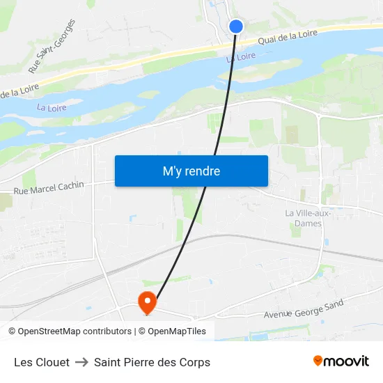Les Clouet to Saint Pierre des Corps map