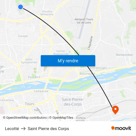 Lecotté to Saint Pierre des Corps map