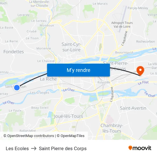 Les Ecoles to Saint Pierre des Corps map