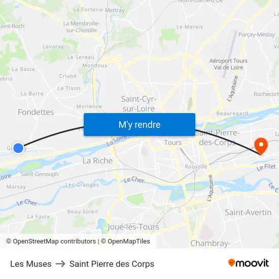 Les Muses to Saint Pierre des Corps map