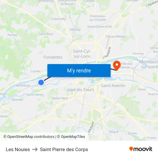 Les Nouies to Saint Pierre des Corps map