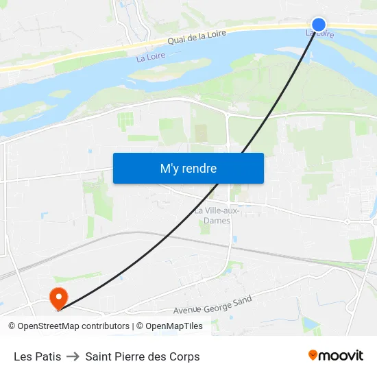 Les Patis to Saint Pierre des Corps map