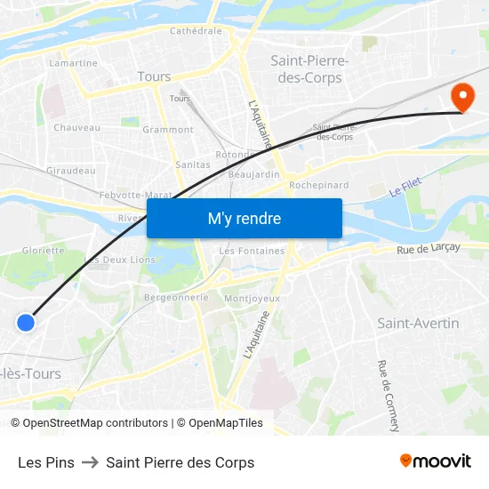 Les Pins to Saint Pierre des Corps map