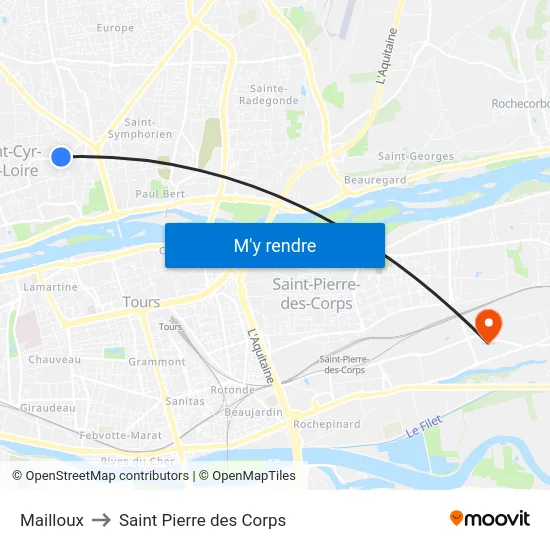 Mailloux to Saint Pierre des Corps map
