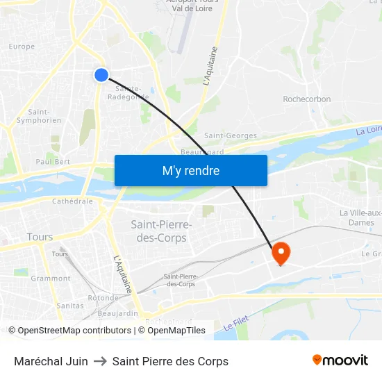 Maréchal Juin to Saint Pierre des Corps map
