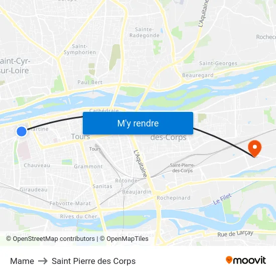 Mame to Saint Pierre des Corps map