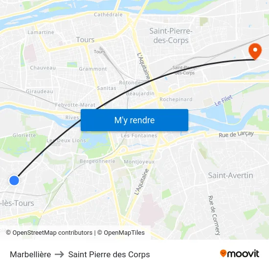 Marbellière to Saint Pierre des Corps map