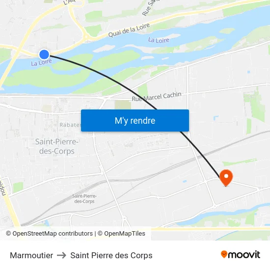 Marmoutier to Saint Pierre des Corps map