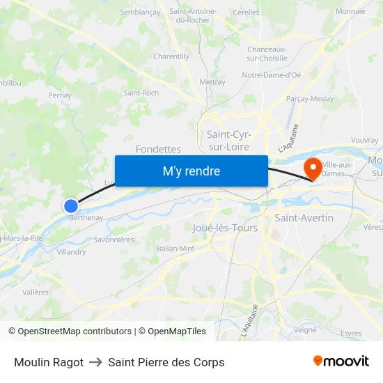 Moulin Ragot to Saint Pierre des Corps map
