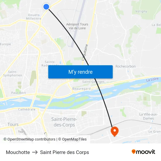 Mouchotte to Saint Pierre des Corps map