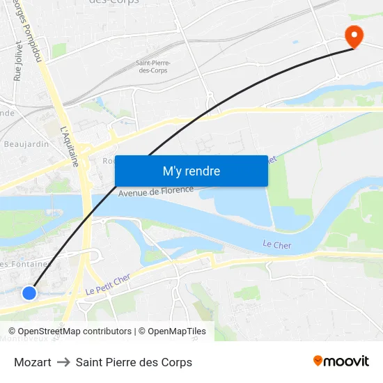 Mozart to Saint Pierre des Corps map