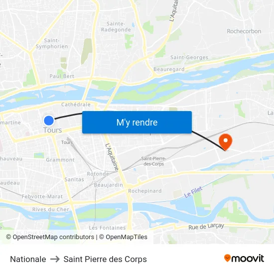 Nationale to Saint Pierre des Corps map