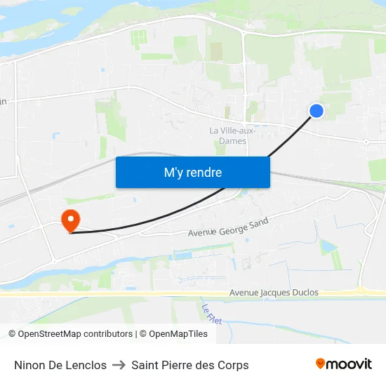 Ninon De Lenclos to Saint Pierre des Corps map