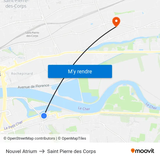 Nouvel Atrium to Saint Pierre des Corps map