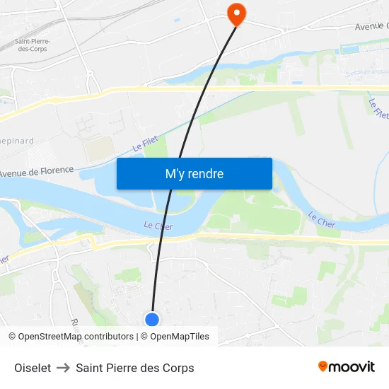 Oiselet to Saint Pierre des Corps map