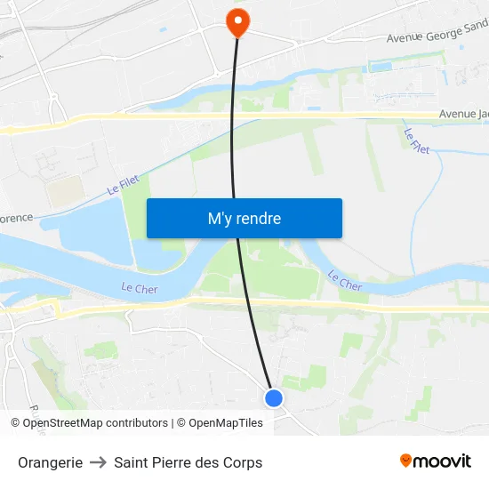 Orangerie to Saint Pierre des Corps map