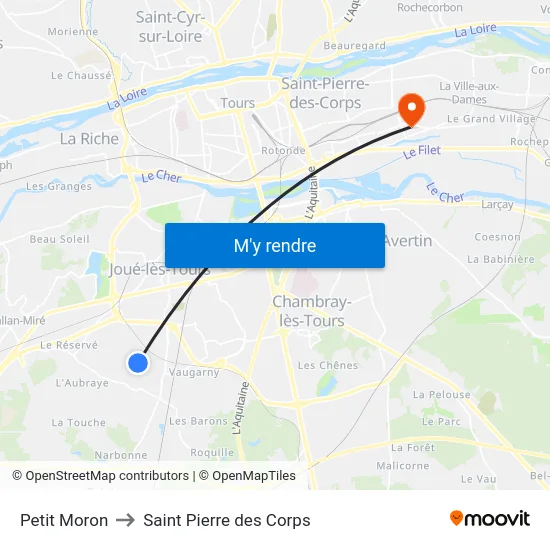 Petit Moron to Saint Pierre des Corps map