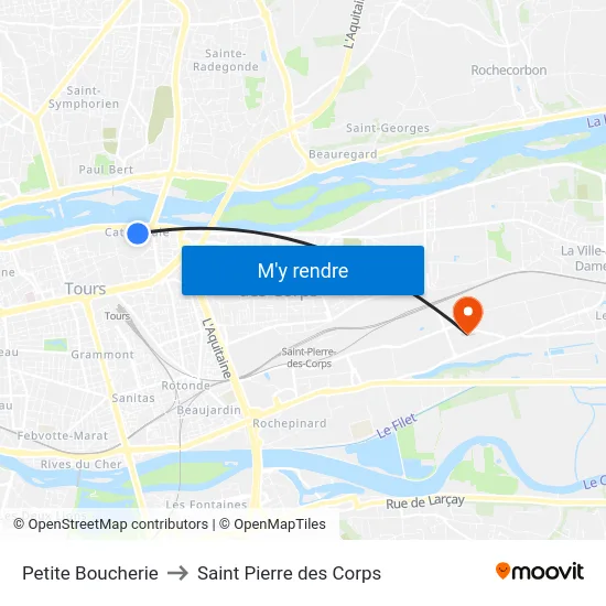 Petite Boucherie to Saint Pierre des Corps map