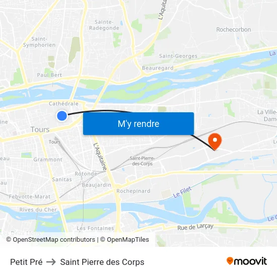 Petit Pré to Saint Pierre des Corps map