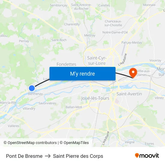 Pont De Bresme to Saint Pierre des Corps map