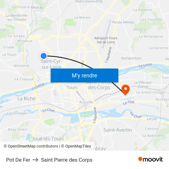 Pot De Fer to Saint Pierre des Corps map